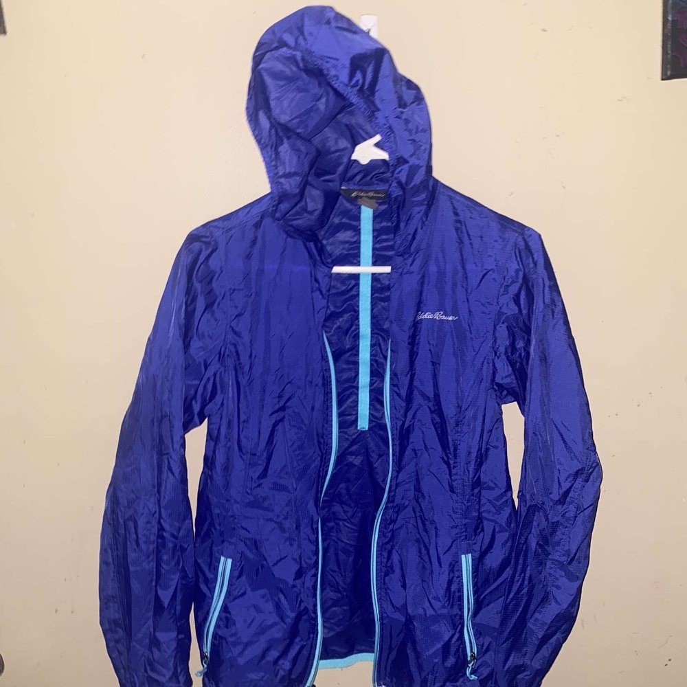 Eddie Bauer Women's Zip Up Lined Hooded Windbreaker Jacket